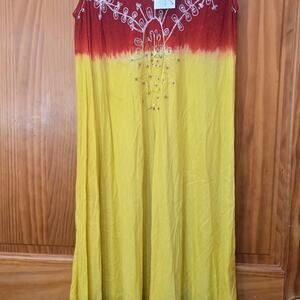 Island style Tye Dye two toned One size fits most dress with added embroidery